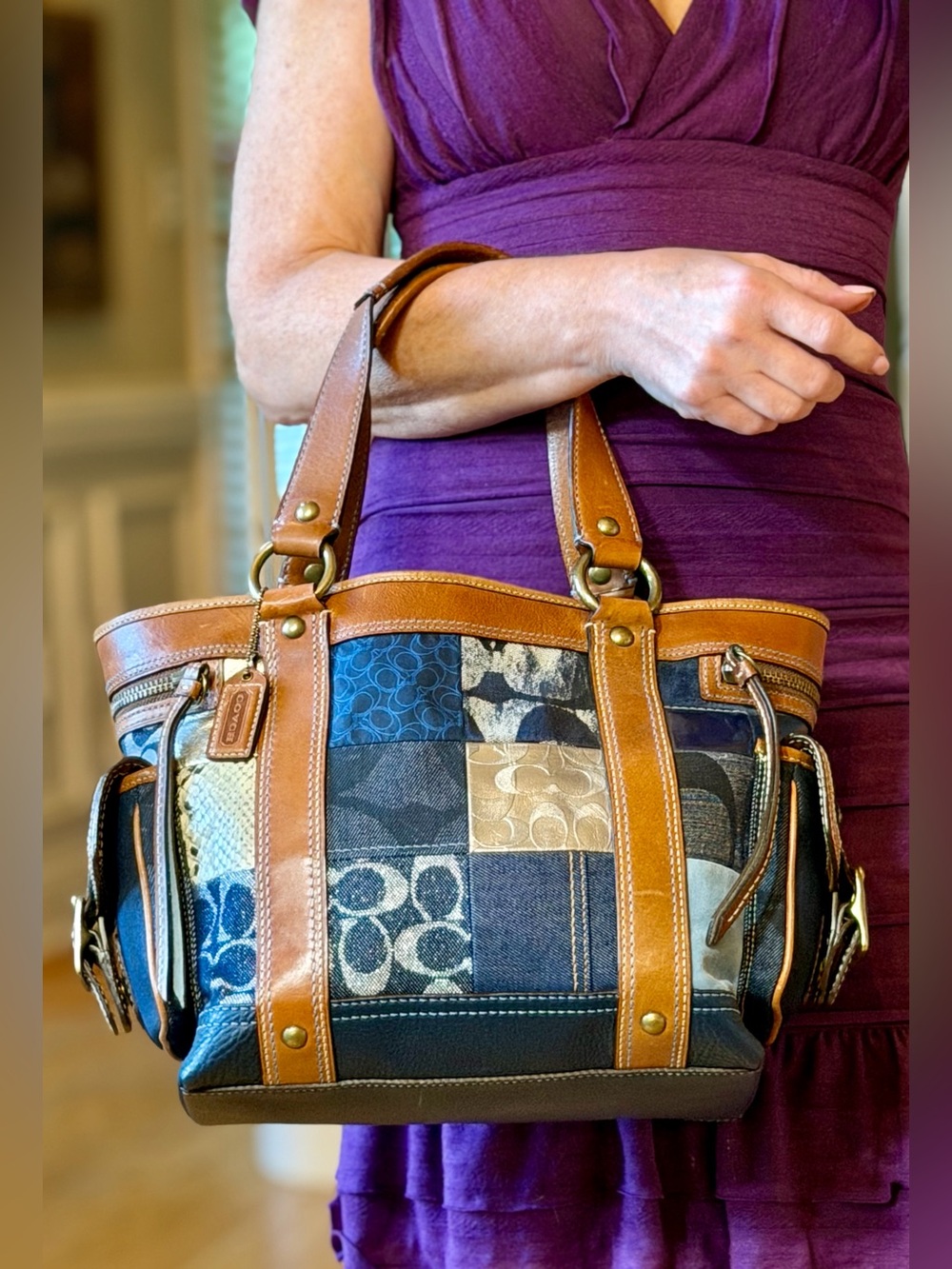 Coach Vintage Y2K 2006 Rare Hard to Find Legacy Mosaic Denim Patchwork Tote